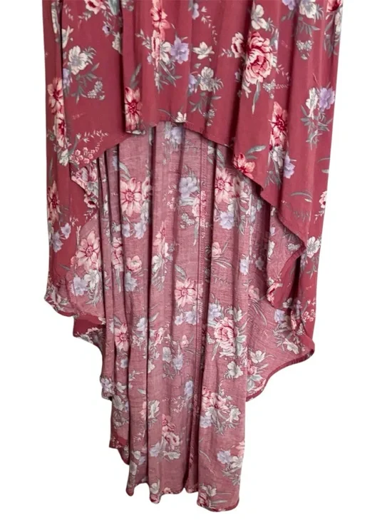 Lg Pink Floral Maxi Dress Sweetheart Neckline High Low Hem Coquette Easter - Picture 8 of 13
